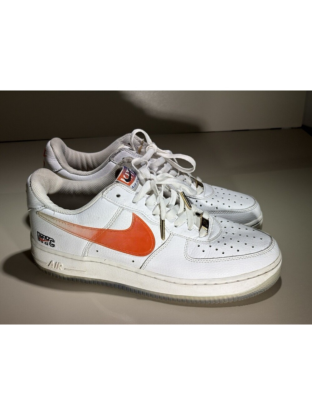 Kith Nike Air Force 1 Low NYC Knicks Home White Orange CZ7928-100 Size 9.5 VGC